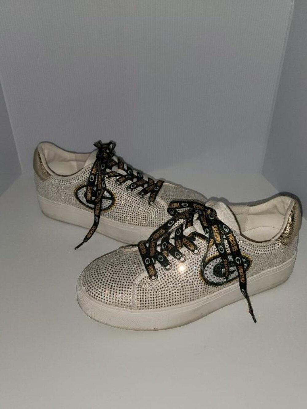 Green Bay Packers Cuce Bling Rhinestone Tennis Shoes Sz 10